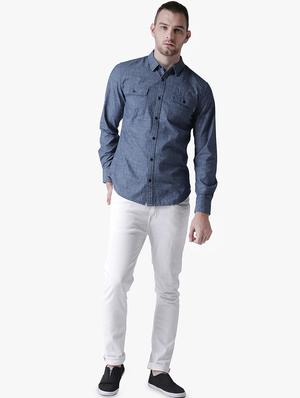 blue printed casual shirt - 16702153 - Standard Image - 4