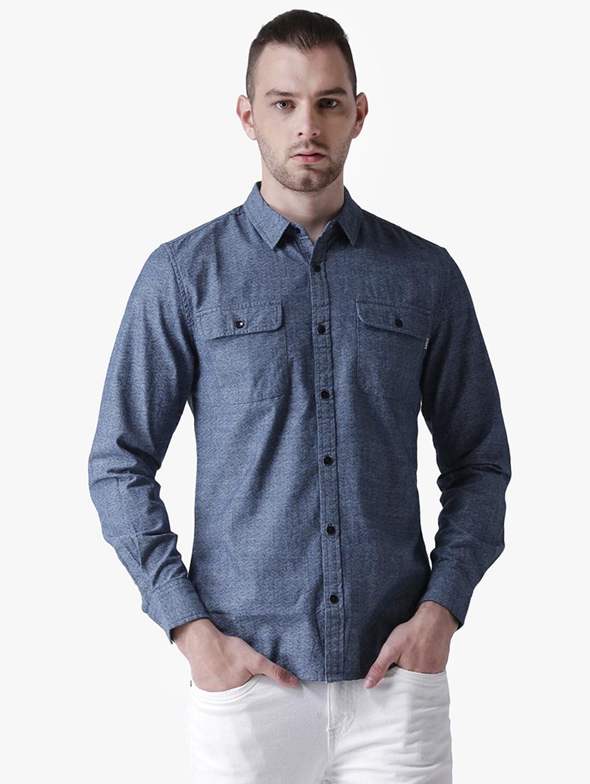 blue printed casual shirt - 16702153 - Zoom Image - 1
