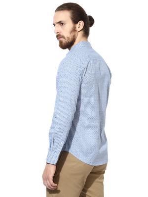 blue printed casual shirt - 16702158 - Standard Image - 3