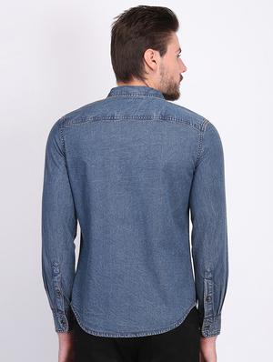 blue solid casual shirt - 16702165 - Standard Image - 3