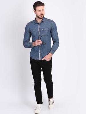 blue solid casual shirt - 16702165 - Standard Image - 4