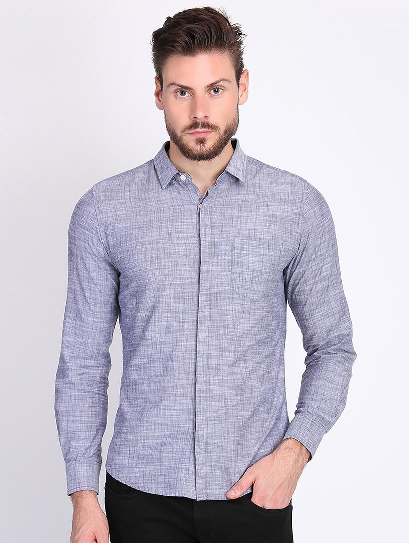 grey solid casual shirt - 16702179 - Zoom Image - 1