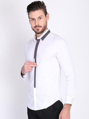 white solid casual shirt - 16702184 - Standard Image - 2
