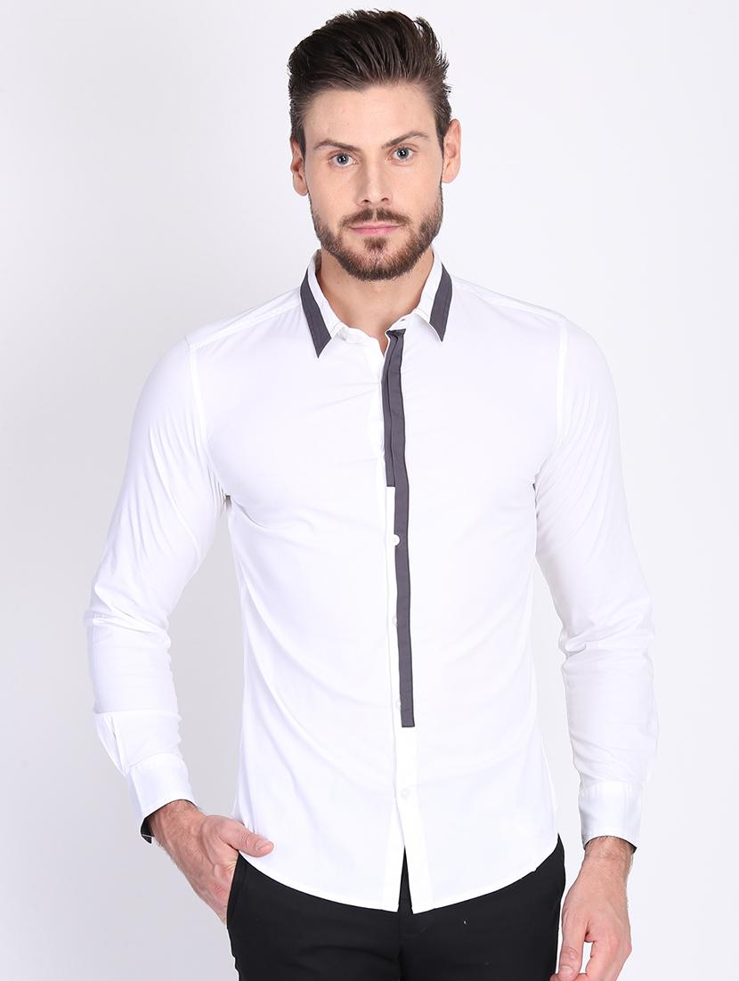 white solid casual shirt - 16702184 - Zoom Image - 1