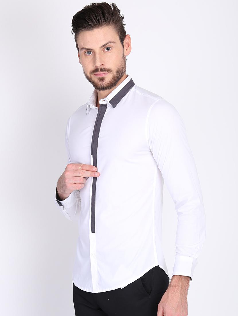 white solid casual shirt - 16702184 - Zoom Image - 2