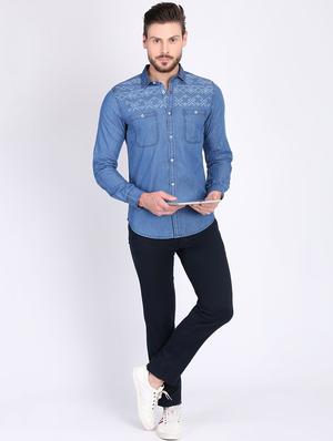 blue printed casual shirt - 16702186 - Standard Image - 4