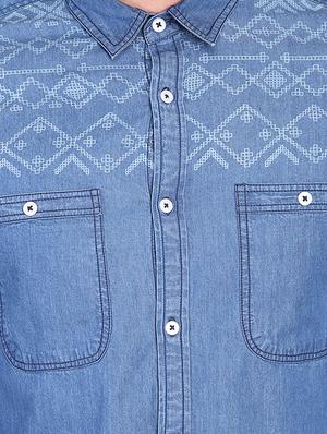 blue printed casual shirt - 16702186 - Standard Image - 5