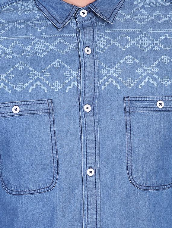 blue printed casual shirt - 16702186 - Zoom Image - 5