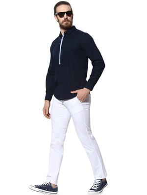 navy blue solid casual shirt - 16702191 - Standard Image - 4