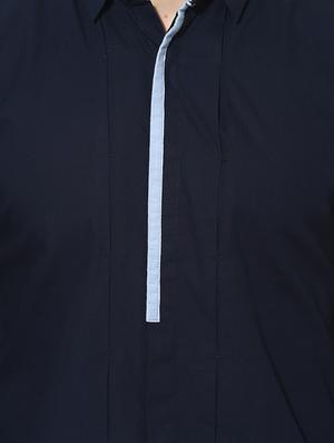 navy blue solid casual shirt - 16702191 - Standard Image - 5