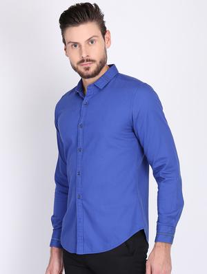 blue solid casual shirt - 16702193 - Standard Image - 2