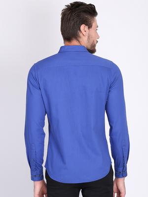 blue solid casual shirt - 16702193 - Standard Image - 3