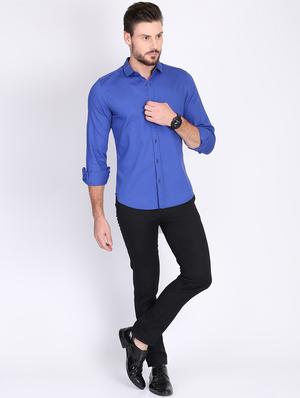 blue solid casual shirt - 16702193 - Standard Image - 4