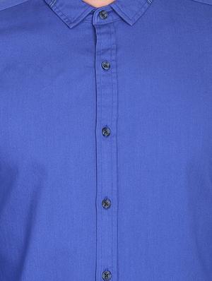 blue solid casual shirt - 16702193 - Standard Image - 5