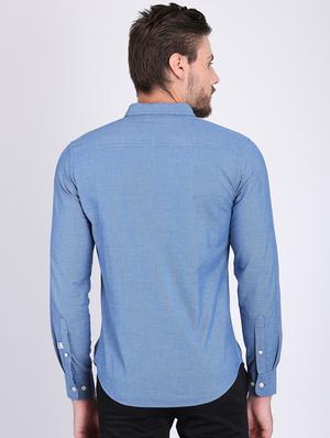 blue solid casual shirt - 16702194 - Standard Image - 3