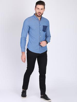 blue solid casual shirt - 16702194 - Standard Image - 4