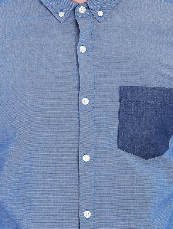 blue solid casual shirt - 16702194 - Zoom Image - 5