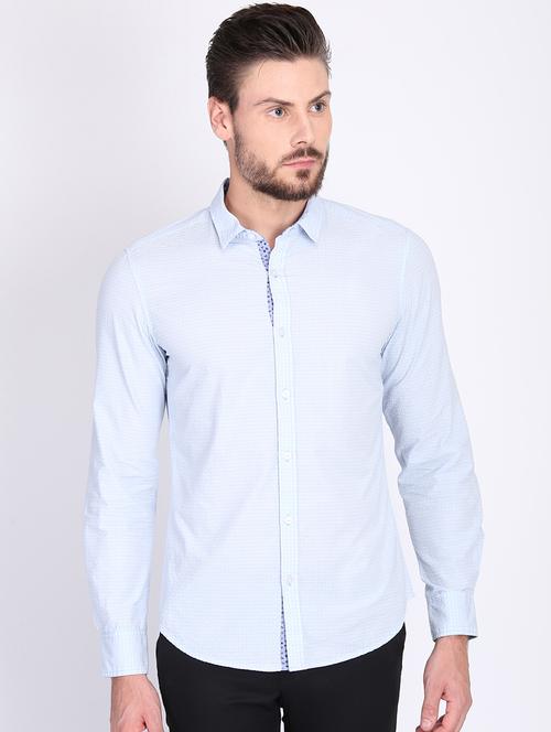 light blue checkered casual shirt - 16702195 - Standard Image - 1