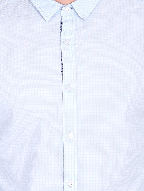 light blue checkered casual shirt - 16702195 - Zoom Image - 5