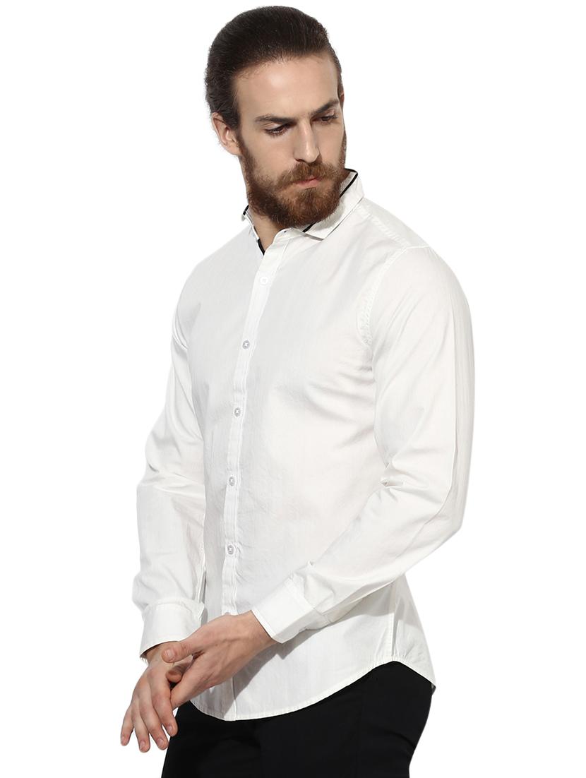 white solid casual shirt - 16702199 - Zoom Image - 2