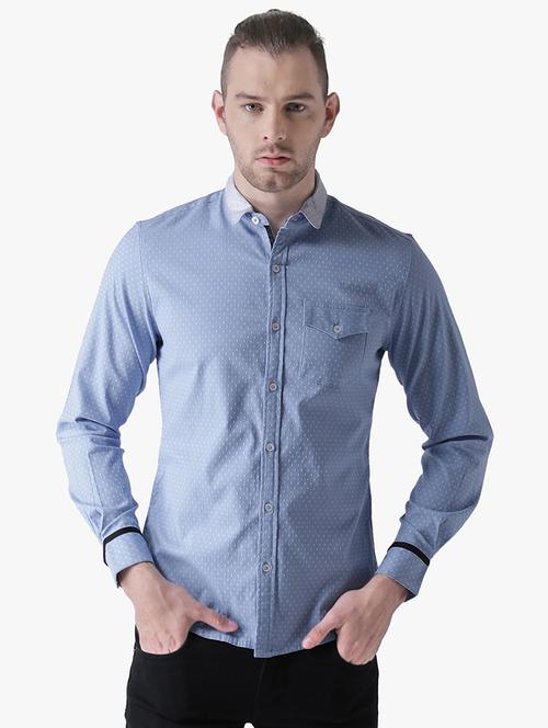 blue polka dot casual shirt - 16702202 - Standard Image - 1