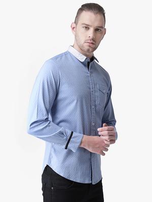 blue polka dot casual shirt - 16702202 - Standard Image - 2