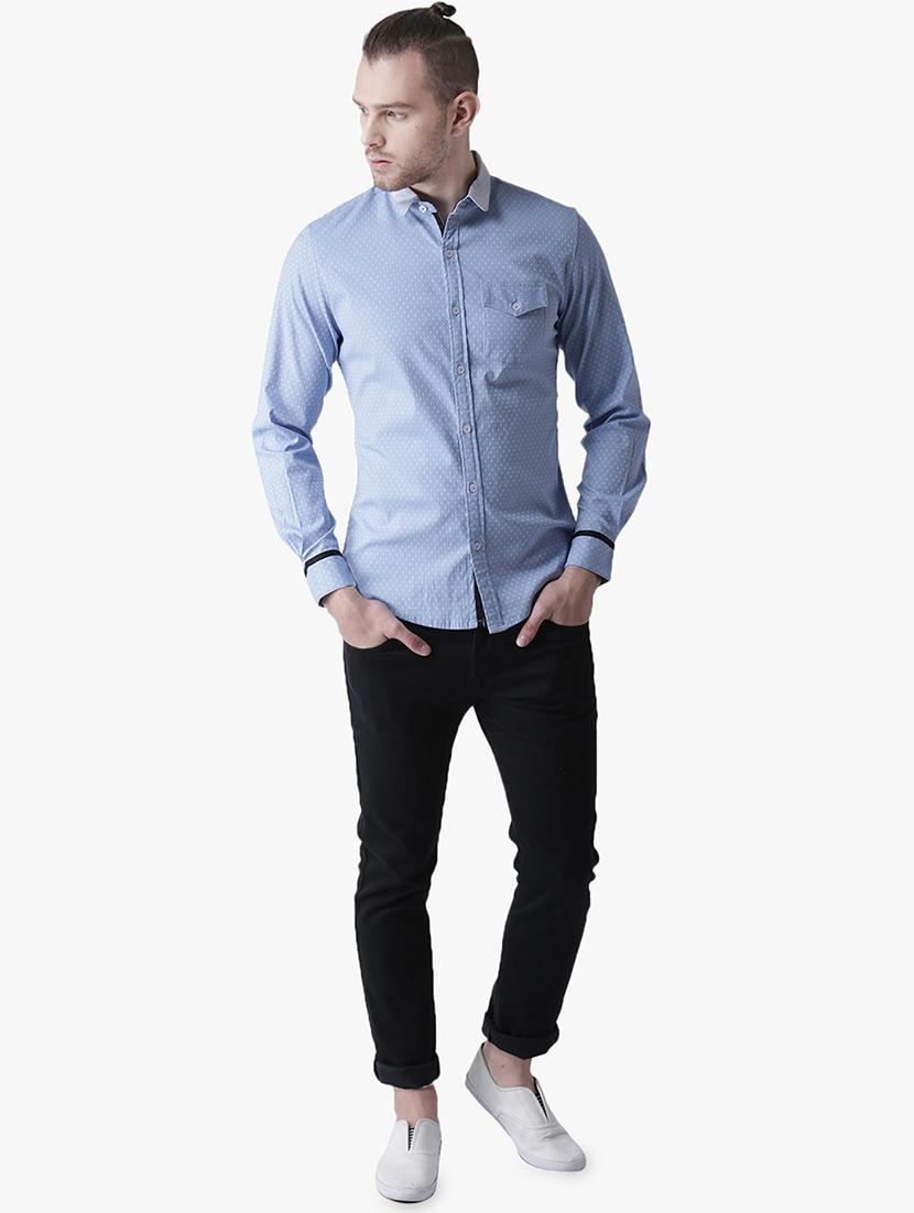 blue polka dot casual shirt - 16702202 - Zoom Image - 4