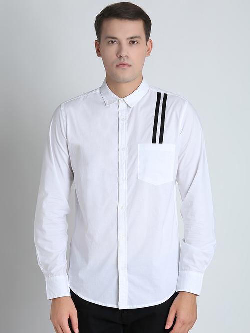 white taped casual shirt - 16702204 - Standard Image - 1