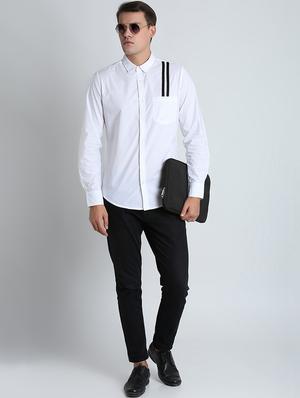 white taped casual shirt - 16702204 - Standard Image - 4