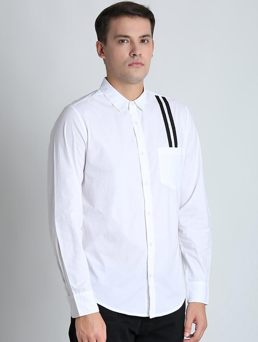 white taped casual shirt - 16702204 - Zoom Image - 2