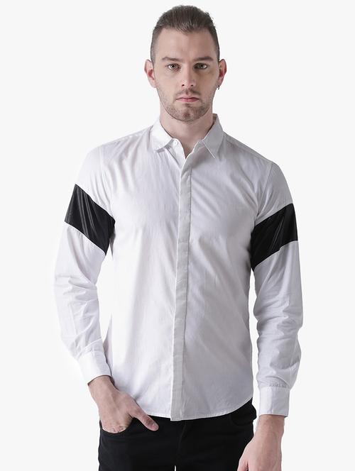 white color block casual shirt - 16702207 - Standard Image - 1