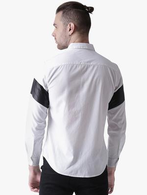 white color block casual shirt - 16702207 - Standard Image - 3