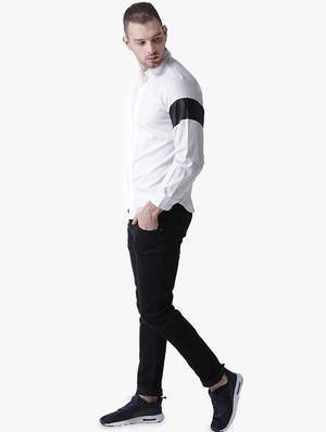 white color block casual shirt - 16702207 - Standard Image - 4