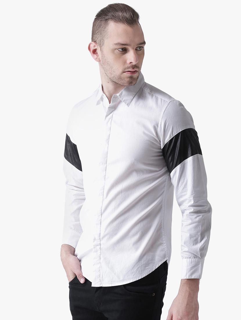 white color block casual shirt - 16702207 - Zoom Image - 2