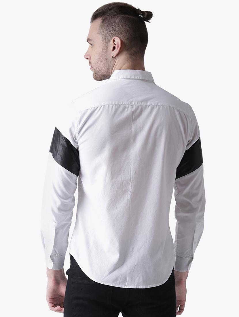 white color block casual shirt - 16702207 - Zoom Image - 3