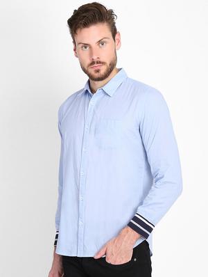 blue solid casual shirt - 16702209 - Standard Image - 2