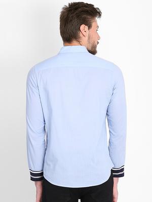 blue solid casual shirt - 16702209 - Standard Image - 3