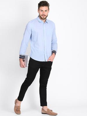 blue solid casual shirt - 16702209 - Standard Image - 4