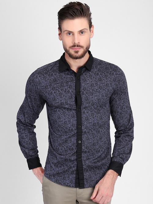 grey printed casual shirt - 16702211 - Standard Image - 1