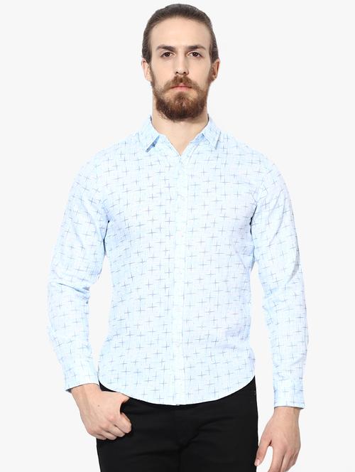 blue printed casual shirt - 16702213 - Standard Image - 1