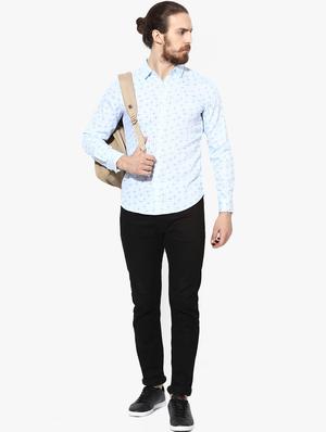 blue printed casual shirt - 16702213 - Standard Image - 4