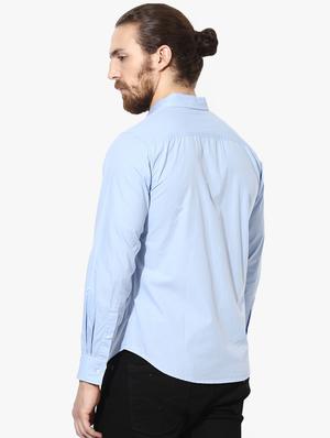 blue solid casual shirt - 16702214 - Standard Image - 3