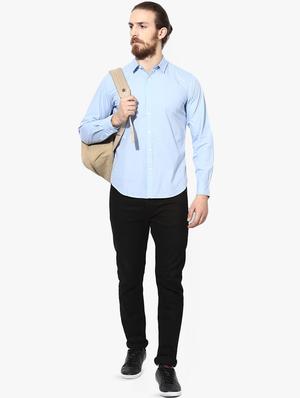 blue solid casual shirt - 16702214 - Standard Image - 4