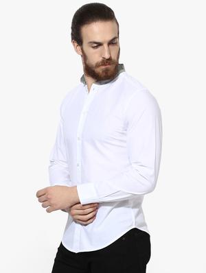 white solid casual shirt - 16702217 - Standard Image - 2