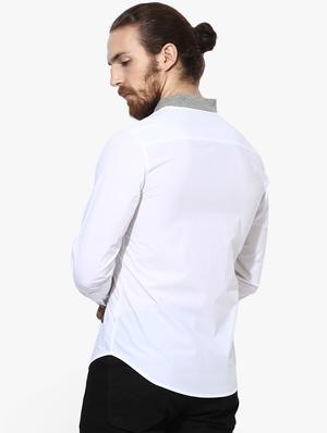 white solid casual shirt - 16702217 - Standard Image - 3