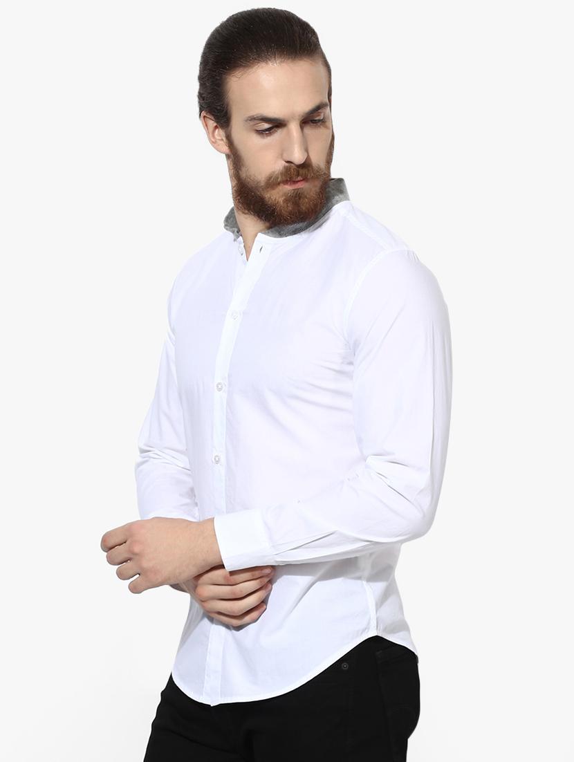 white solid casual shirt - 16702217 - Zoom Image - 2