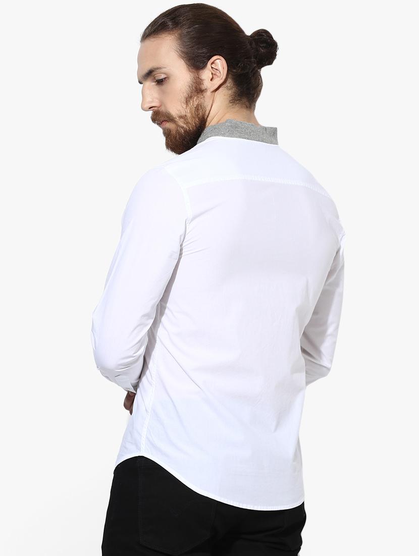 white solid casual shirt - 16702217 - Zoom Image - 3