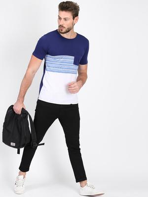 blue printed cut & sew pocket t-shirt - 16702219 - Standard Image - 4