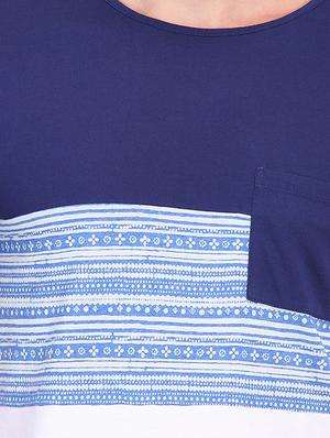 blue printed cut & sew pocket t-shirt - 16702219 - Standard Image - 5