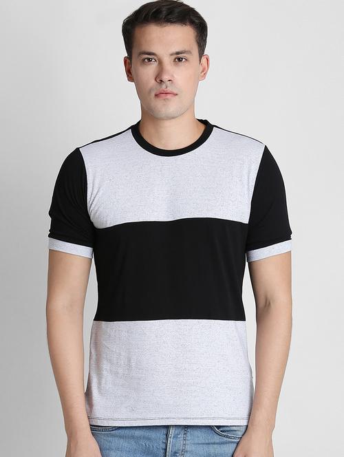 black color block cut & sew t-shirt - 16702222 - Standard Image - 1